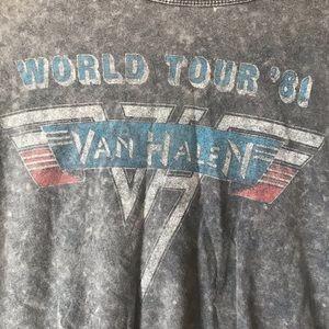 Charcoal gray Van Halen cropped shirt